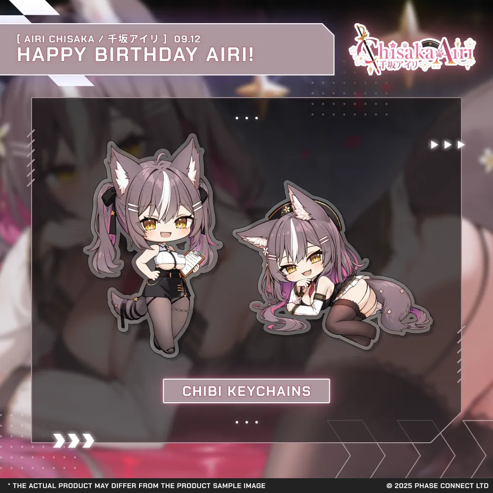 Airi Chisaka『千坂アイリ』Birthday 2025 Celebration - Double Chibi Keychain