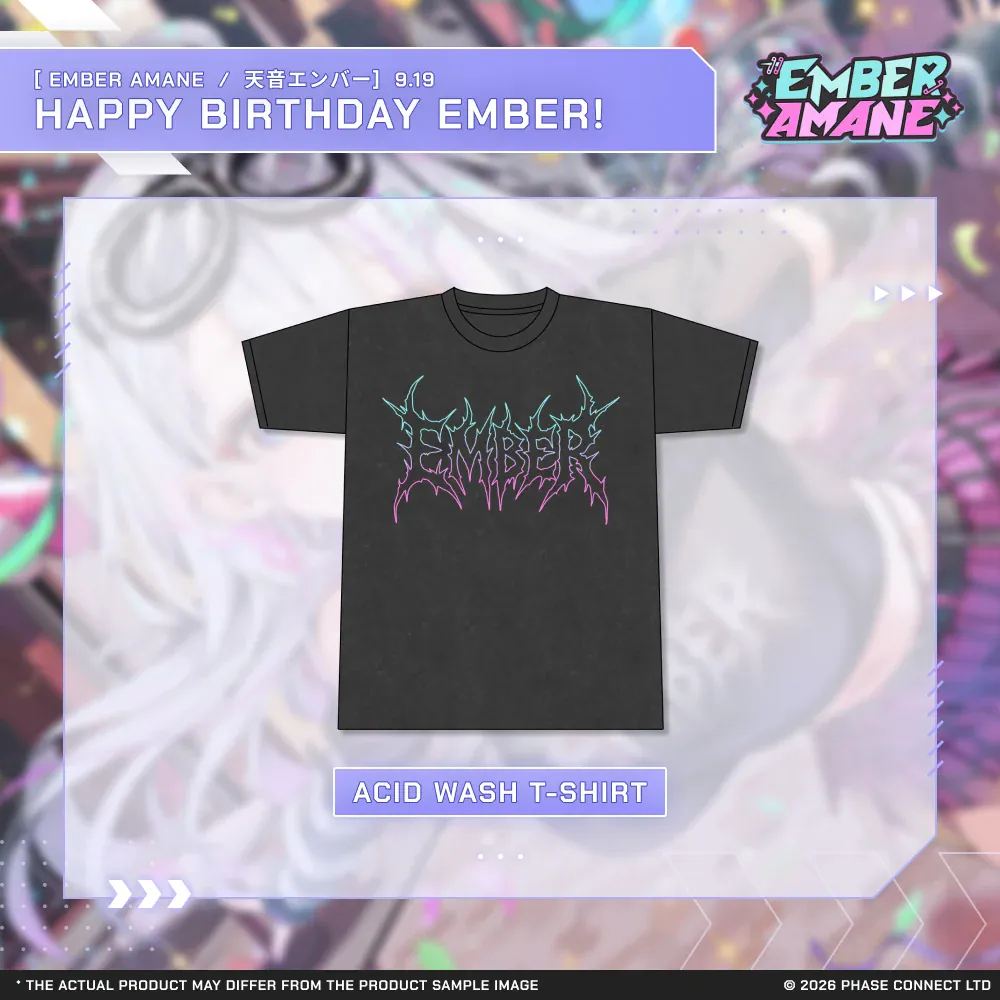 Ember Amane『天音エンバー』Birthday 2026 Celebration - Acid Wash T-Shirt