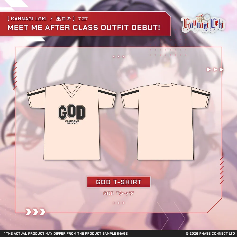 Kannagi Loki『巫ロキ』Meet Me After Class Outfit Celebration - GOD Graphic T-Shirt / GOD Tシャツ