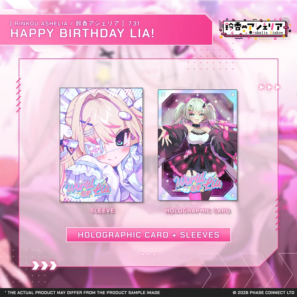 Rinkou Ashelia (Lia)『鈴香アシェリア（リア）』Birthday 2026 Celebration - Holographic Card + Sleeves